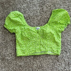 Green floral princess Polly crop top